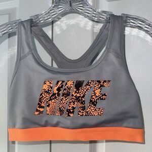 Nike Women's Sports Bra Orange Gray Snakeskin Medium Support Size Medium